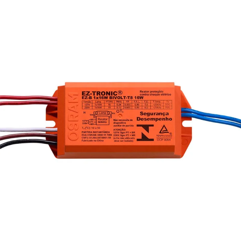 Reator eletrônico bivolt para 1 lâmpada 16W Ezb Osram