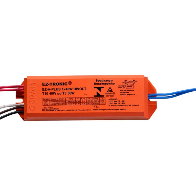 Reator eletrônico bivolt para 1 lâmpada 40W Eza Osram
