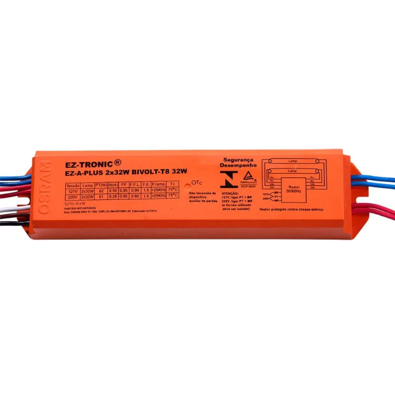 Reator eletrônico bivolt para 2 lâmpadas 32W Eza Osram