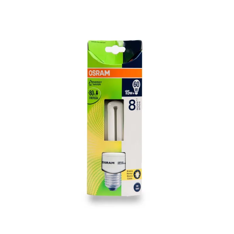 Lâmpada eletrônica fluorescente Dulux 8.0Hs 127V 15W 2700K amarela Osram