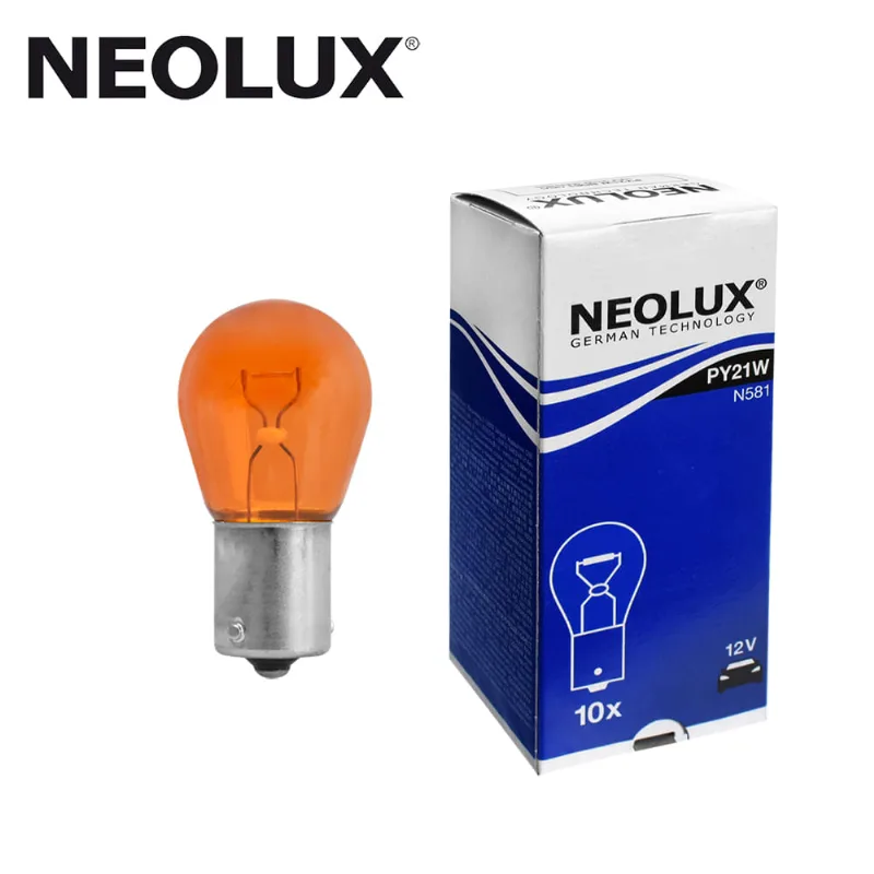 Lâmpada PY21W Âmbar N581 1 Polo 12V 21W Com Base BAU15S Neolux