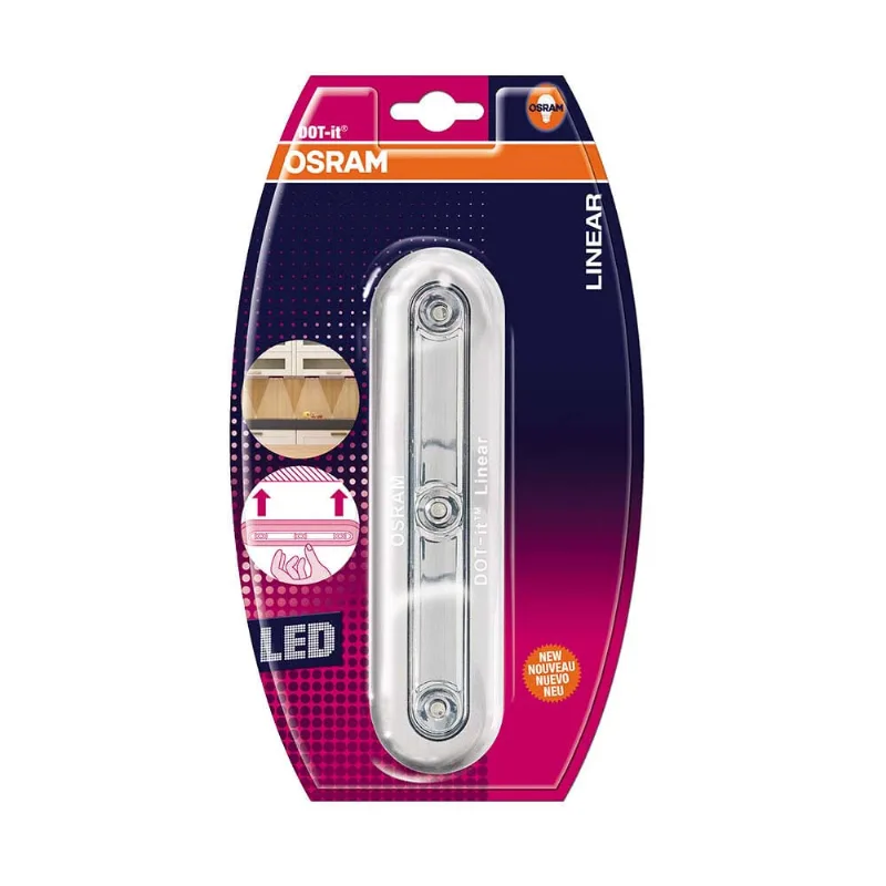 Luminária LED Dot It Linear 17,8x4,6cm 0,23W a pilha prata Osram