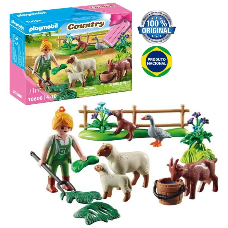 Playmobil 70608 Country - Fazendeira com Animais - Sunny 2254