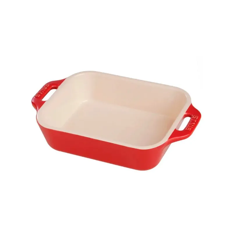 Travessa retangular em cerâmica Staub 27x20cm cereja