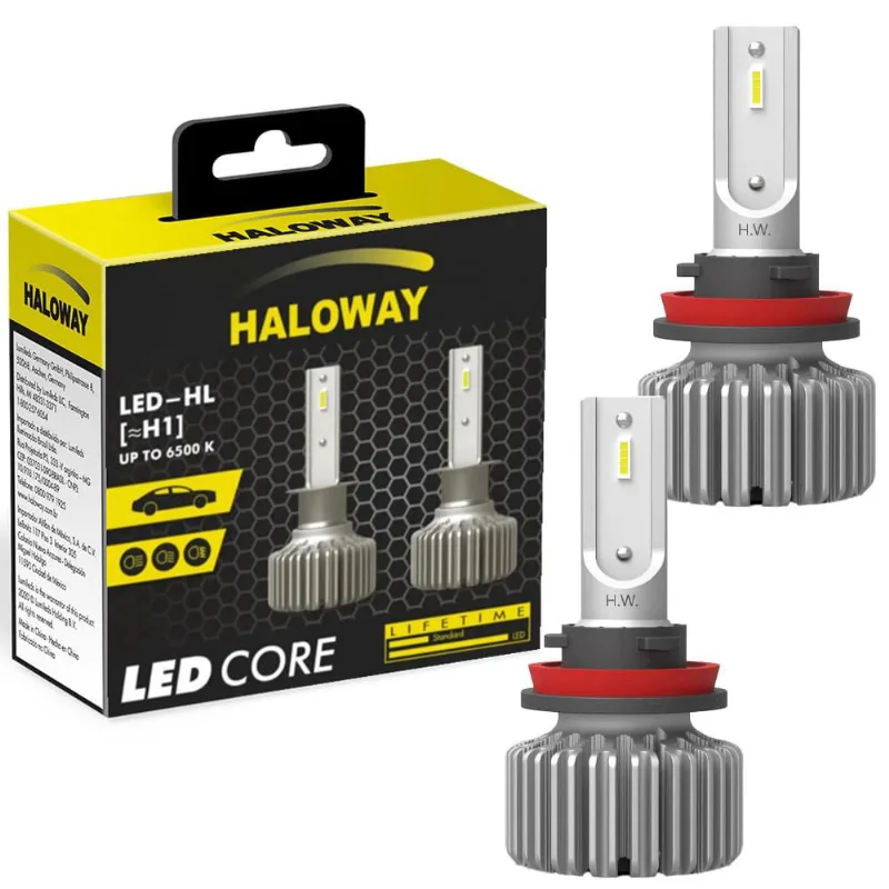 Par Lâmpada Haloway LED H1 Luz Branca Fria 12V 11W 6500K