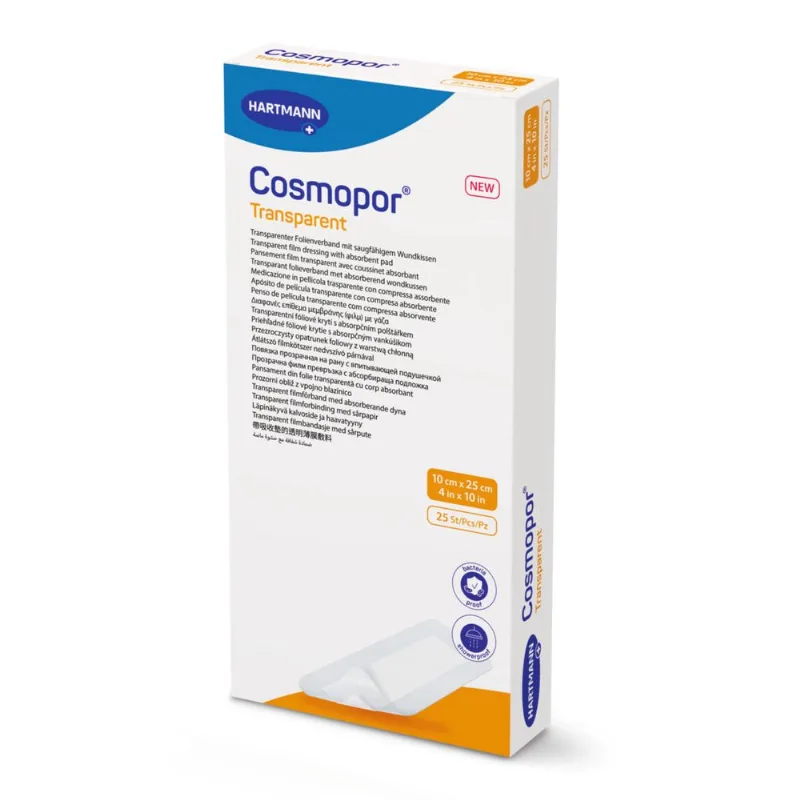 Curativo Filme Transparente com Compressa Absorvente Cosmopor - 10x25cm - Hartmann