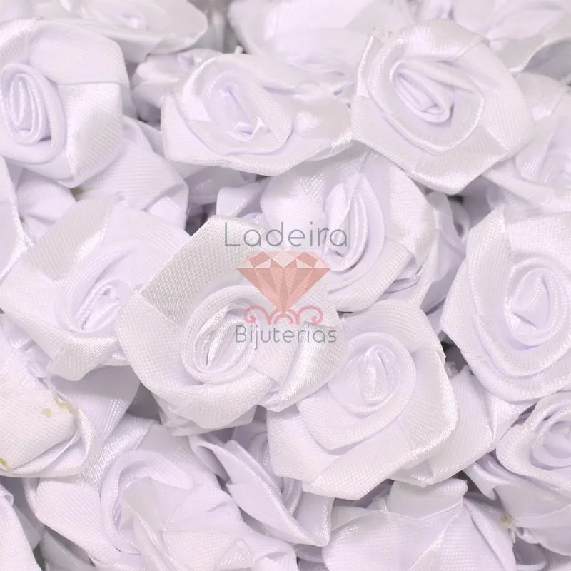 Flor Rococo 30Mm Em Cetim Com 500 Peças Pe017 - Branco 017