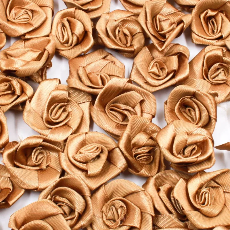 Flor Rococo 30Mm Em Cetim Com 500 Peças 249 - Marrom Claro