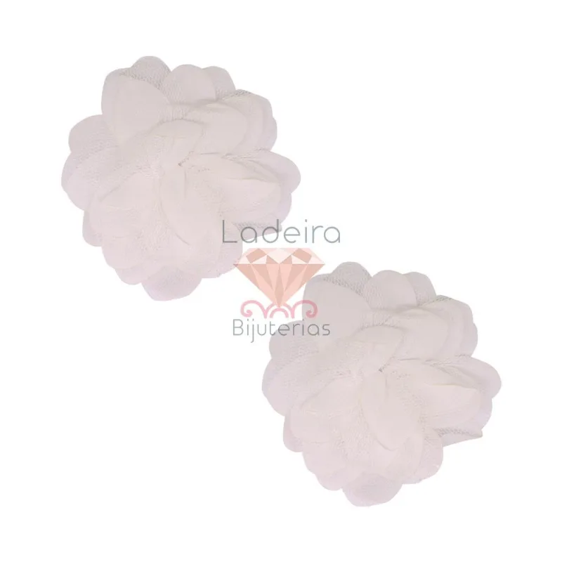 Flor De Tecido Com Tule 70Mm Com 100 Peças 101 - Branco 101