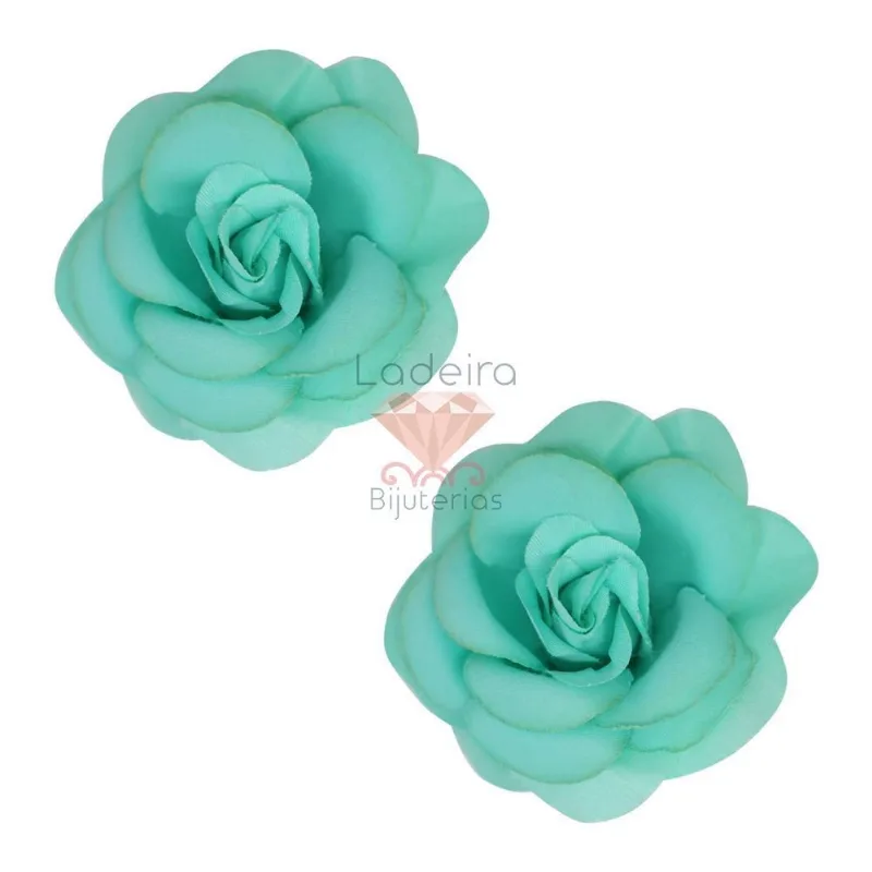 Rosa De Tecido 10Cm Pacote C/ 50Pcs Pe032 - Verde Água Claro
