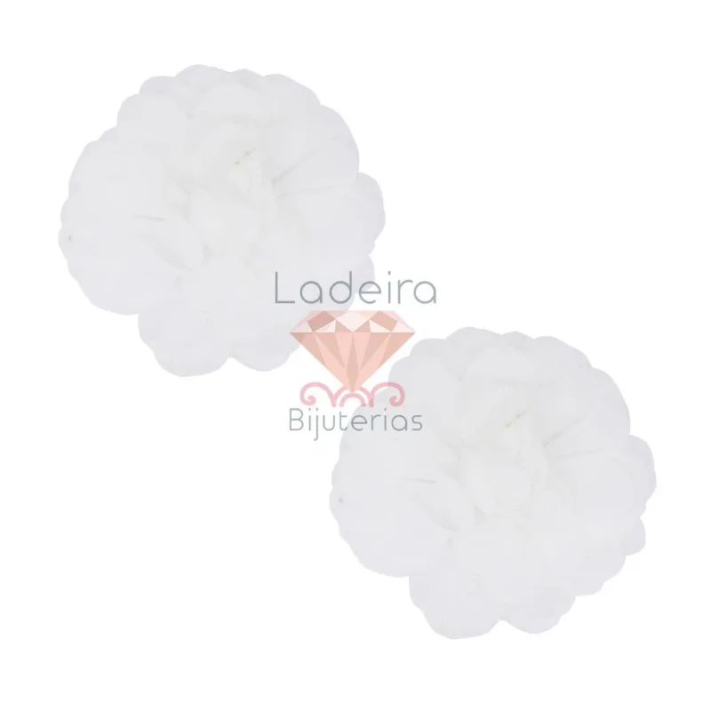 Flor De Poá De Tecido 7Cm 100 Pçs Pe017 - Branco 017