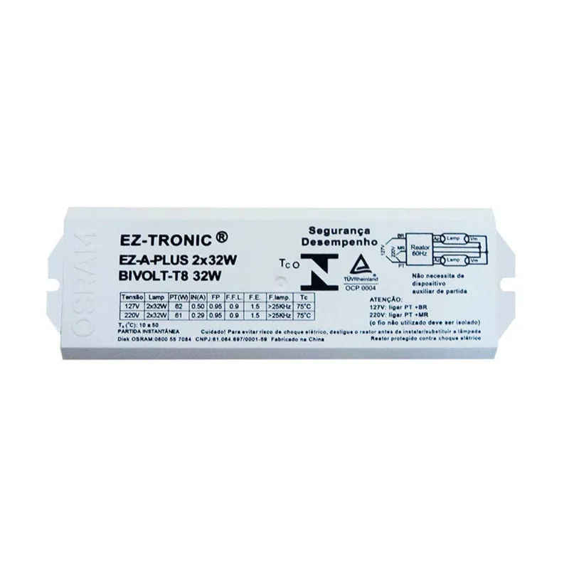 Reator eletrônico bivolt para 2 lâmpadas 32W Eza 8293 Osram