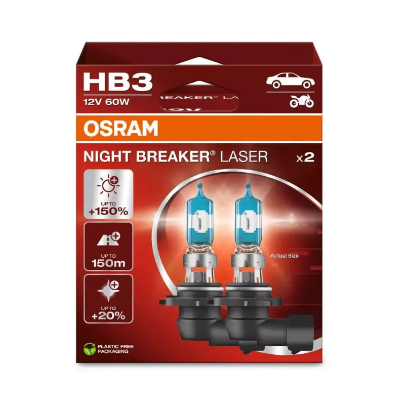 Par Lâmpada Farol Osram Night Breaker Laser Hb3 60w 3200k