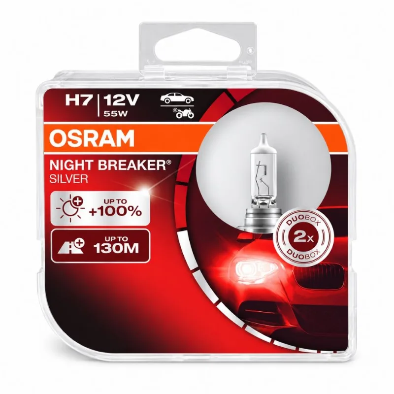 Par Lampada H7 12v Nightbreaker Silver 100% + Luz Osram
