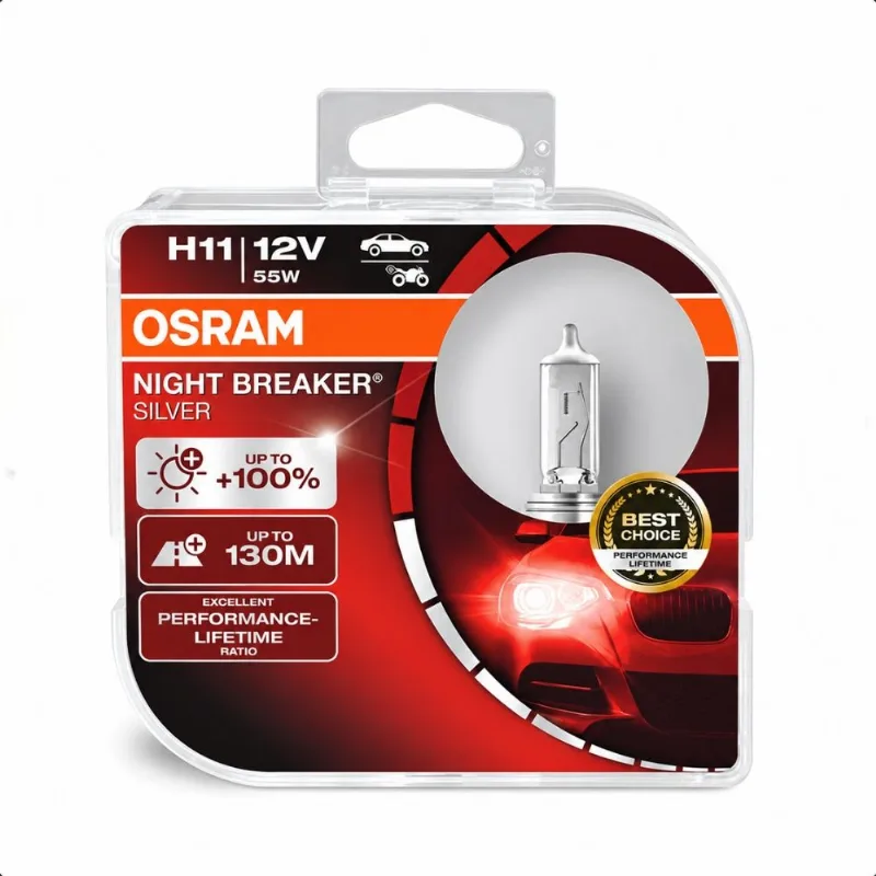 Kit Lampada H11 12v Nightbreaker Silver 100% + Luz