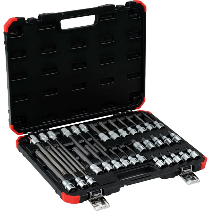 Jogo Soquete Hexalobular 1/2" T-20 aT70 Interno TX com 32 Peças - Gedore Red