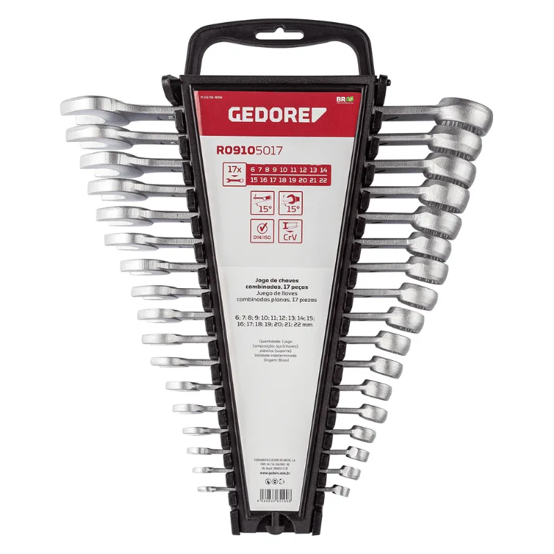 Jogo de Chave Combinada 6 a 22mm 17 Peças Gedore Red 3365199 3365199