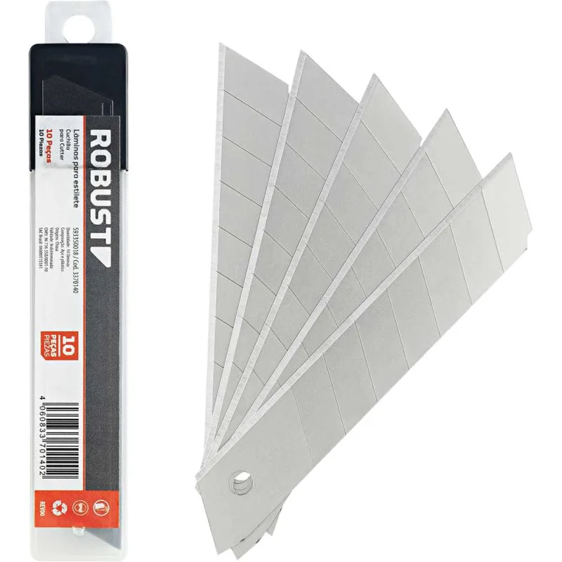 Lâmina para estilete 18 mm x 180 mm com 10 peças 3370140 - ROBUST - ROBUST