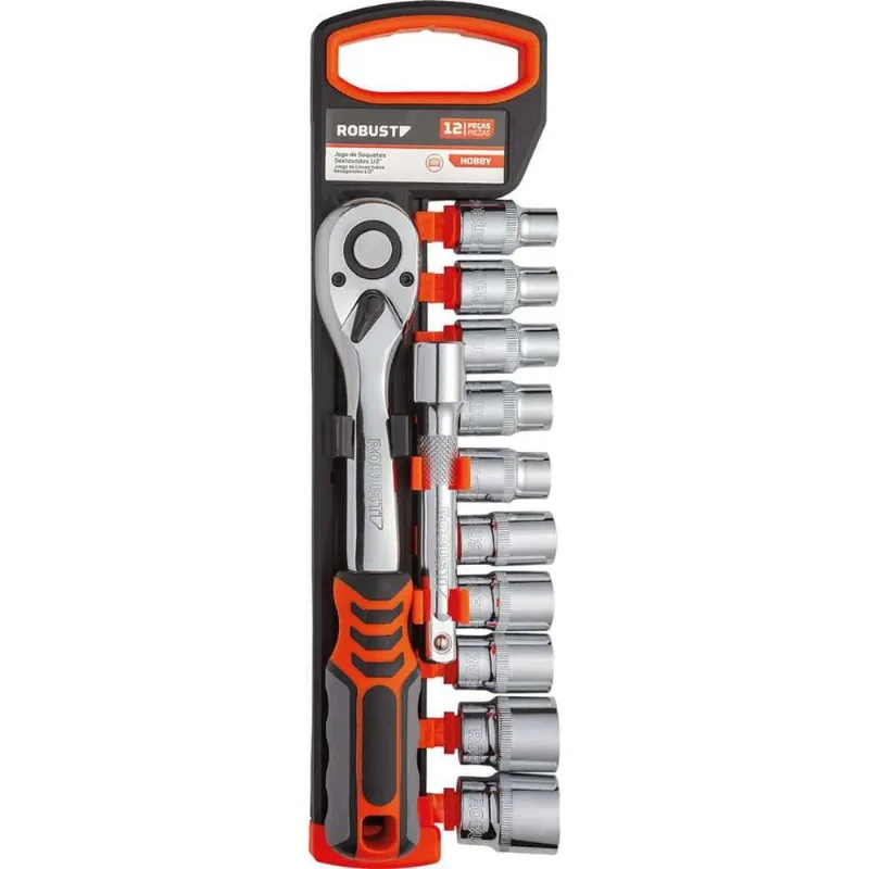 Jogo de Soquetes Sextavados, Encaixe 1/2", 12 Peças, 3370196 Robust OstenVonder