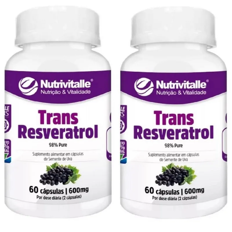 KIT 02 TRANS RESVERATROL 600MG 60 CAPS NUTRIVITALLE