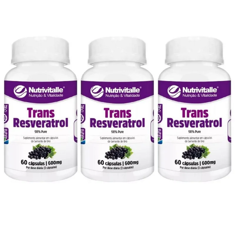 KIT 03 TRANS RESVERATROL 600MG 60 CAPS NUTRIVITALLE