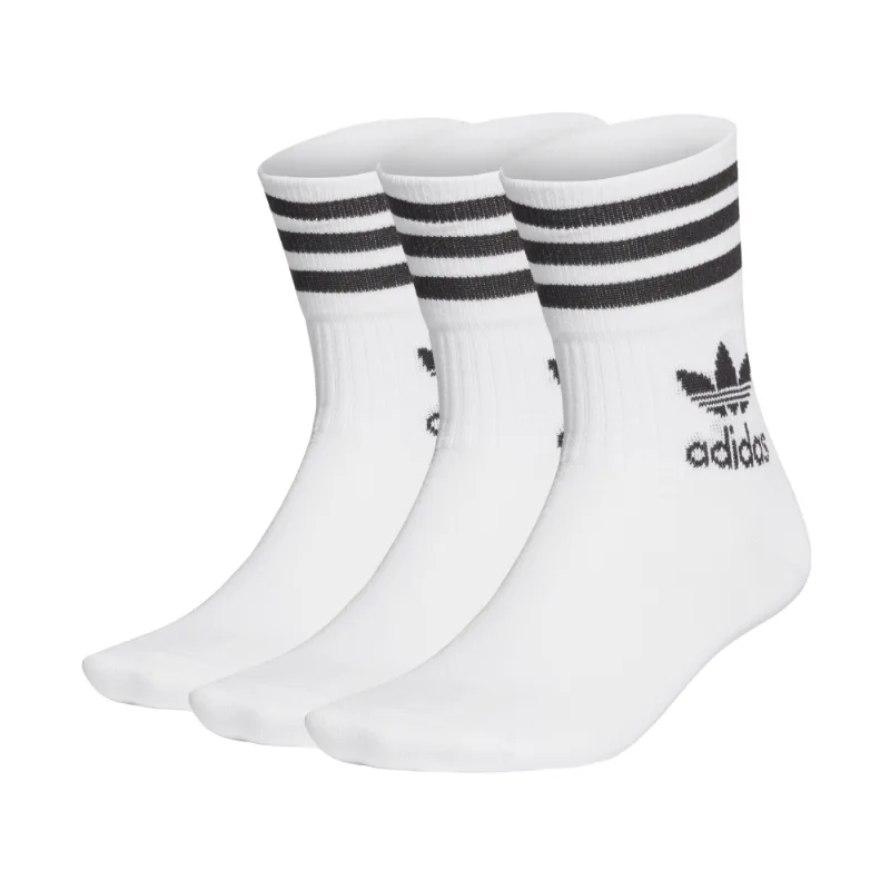 Meia Adidas Crew Mid Cut Branco/Preto 3 Pares FZ9703/GD3575.G