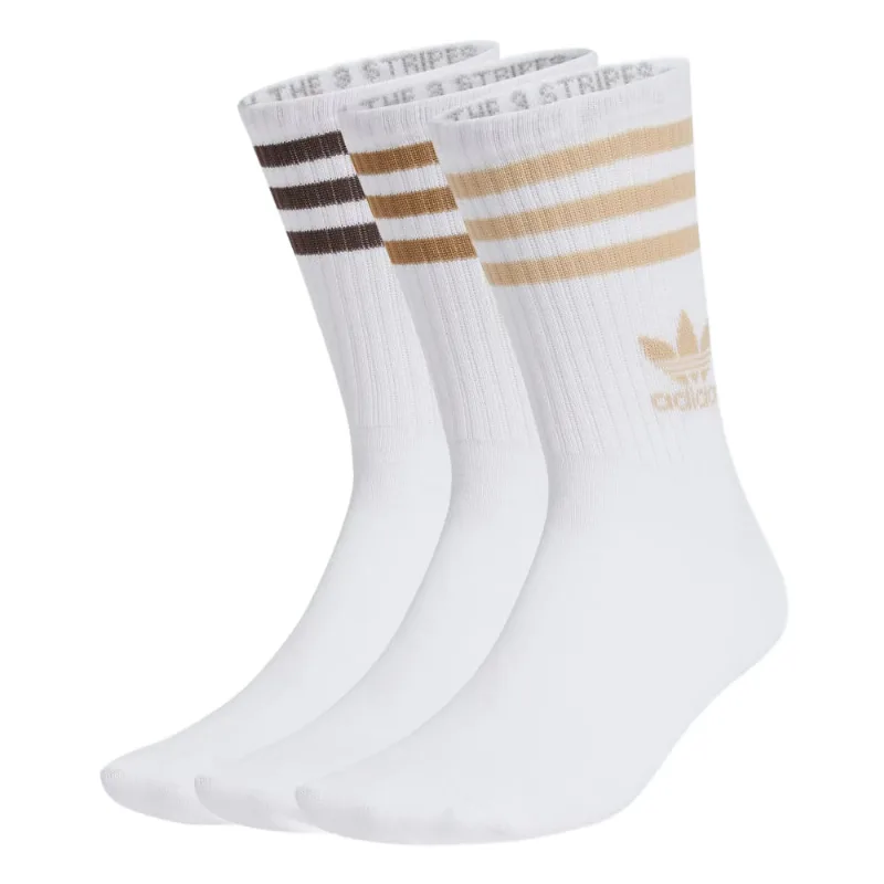 Meia Adidas Originals 3 Stripes Multi Cano Medio Branco 3 Pares IX7513.G