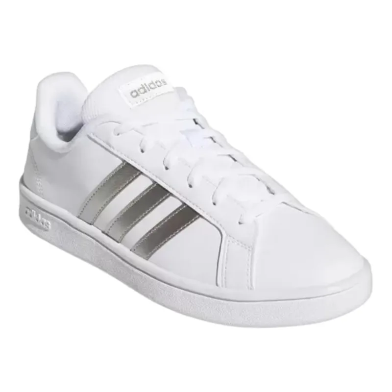 Tênis Adidas Grand Court Base 2.0 Feminino Branco e Prata