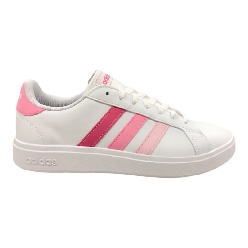 Tênis Adidas Grand Court Base 2.0 Feminino Branco e Rosa