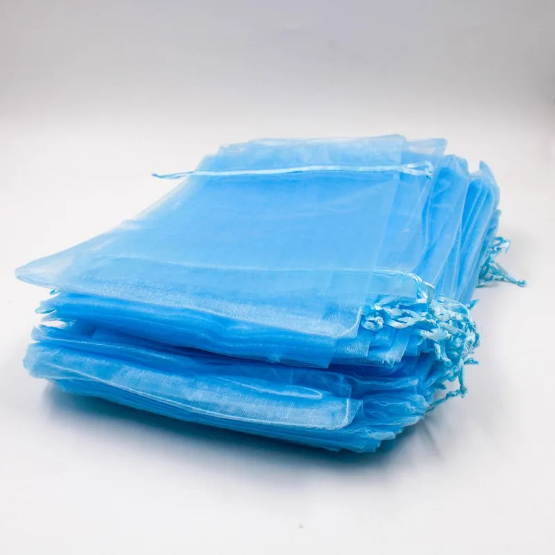 SACO DE ORGANZA 15X24CM COM 100 PEÇAS 219 - Azul Bebe