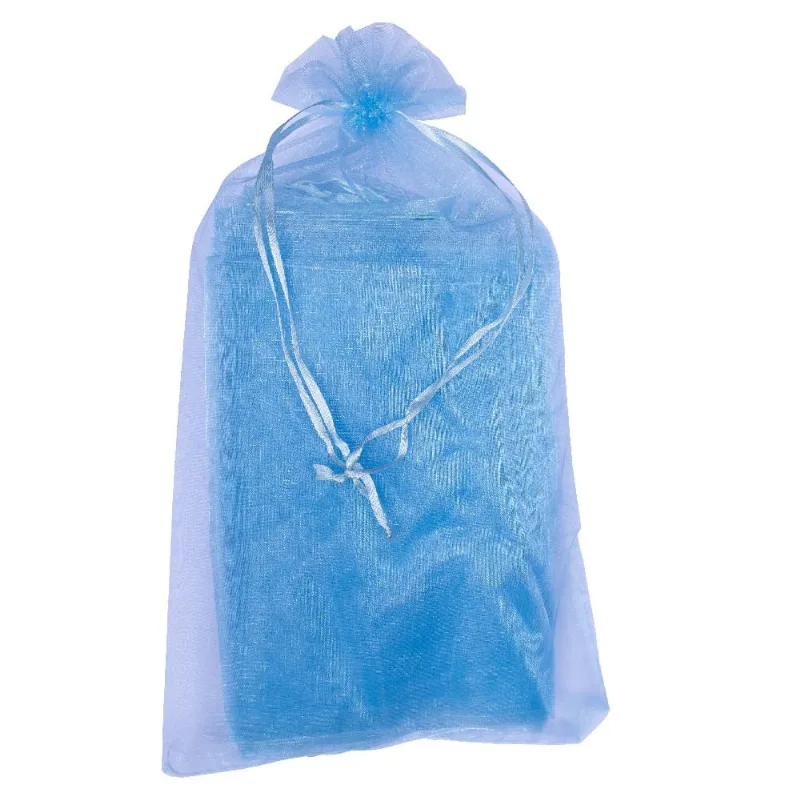 SACO DE ORGANZA 20X35CM COM 100 PEÇAS 219 - Azul Bebe