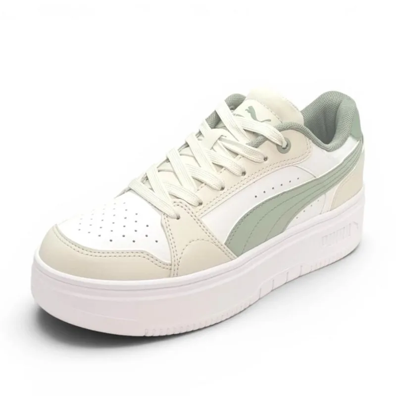 Tênis Puma Rebound Femme Low Bdp White Green Fog