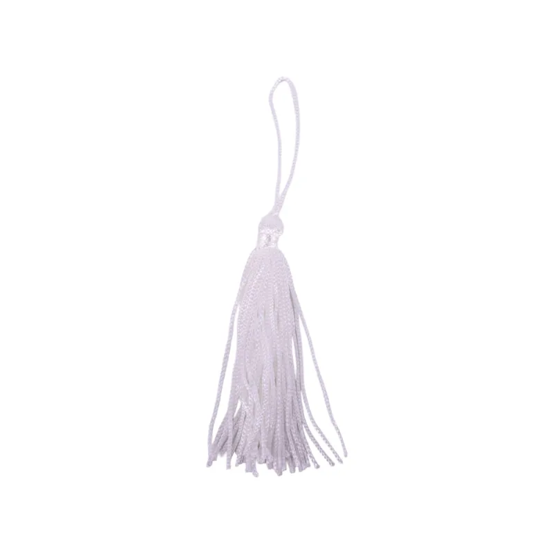 Pingente Pompom Tassel 70Mm Em Poliester Com 100 Peças Po102 - Branco