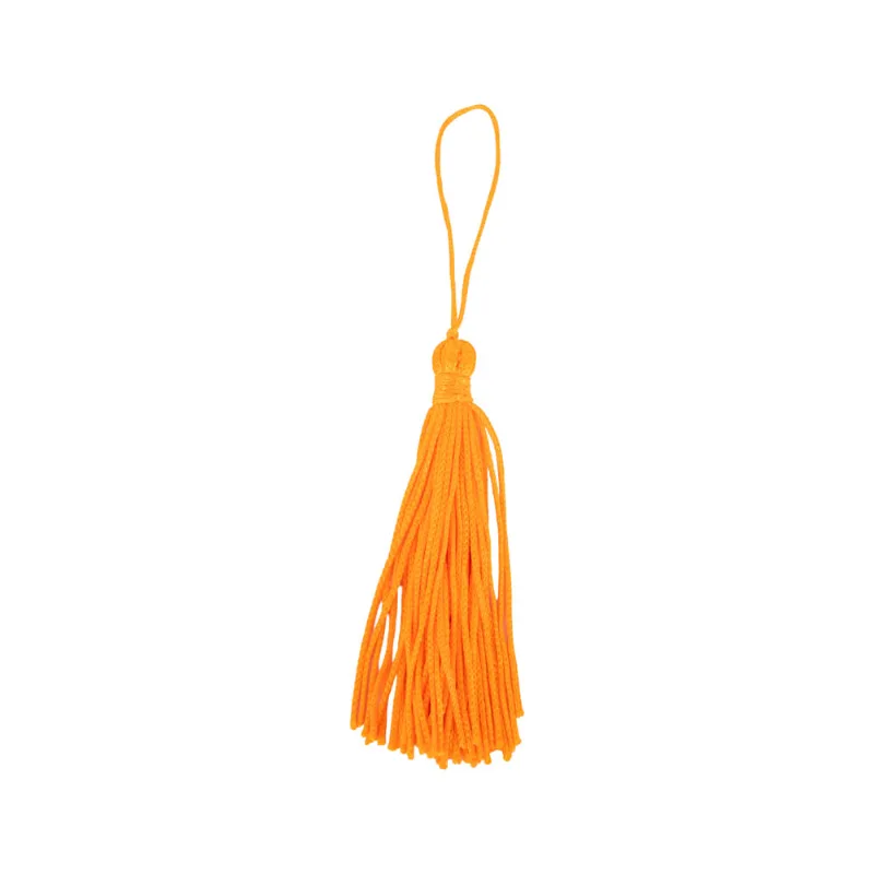 Pingente Pompom Tassel 70Mm Em Poliester Com 100 Peças 107G - Laranja Abobora