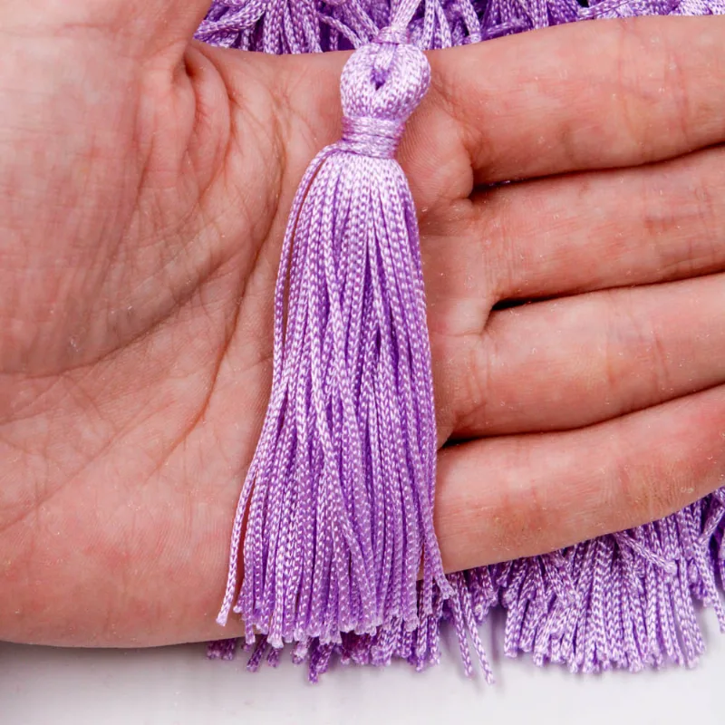 Pingente Pompom Tassel 70Mm Em Poliester Com 100 Peças 165G - Lilas Claro