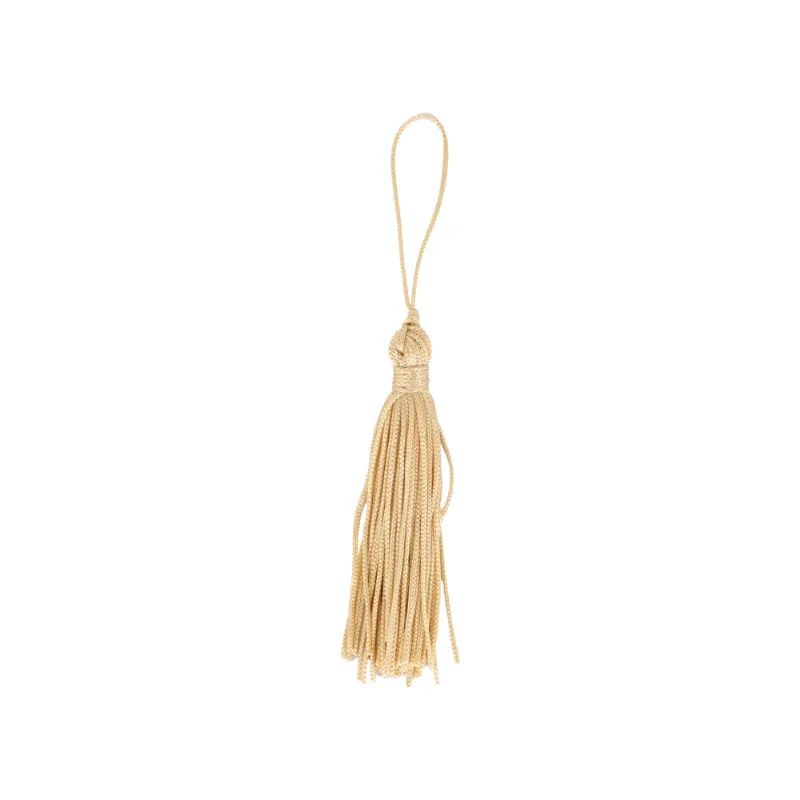 Pingente Pompom Tassel 70Mm Em Poliester Com 100 Peças 199G - Dourado Claro