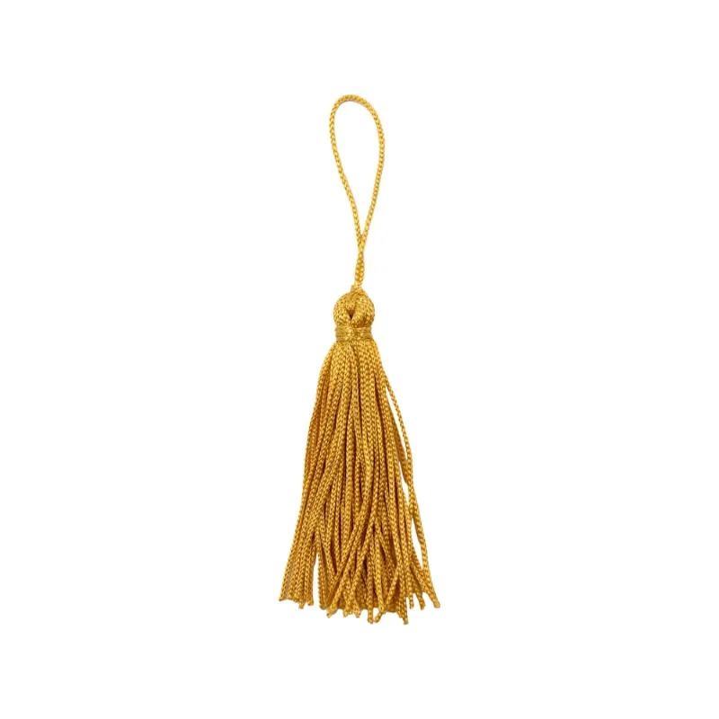 Pingente Pompom Tassel 70Mm Em Poliester Com 100 Peças 260G - Dourado