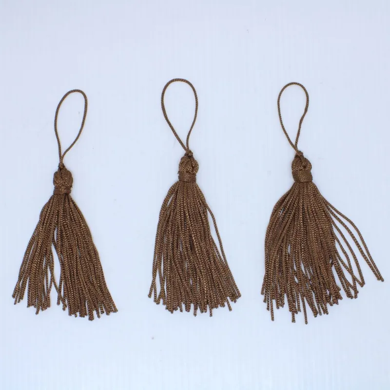Pingente Pompom Tassel 70Mm Em Poliester Com 100 Peças 274Po - Marrom