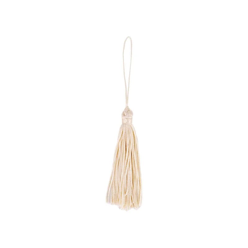 Pingente Pompom Tassel 70Mm Em Poliester Com 100 Peças 291G - Creme