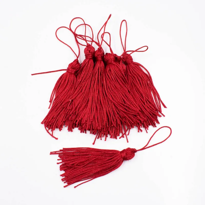 Pingente Pompom Tassel 70Mm Em Poliester Com 100 Peças Vermelho Escuro