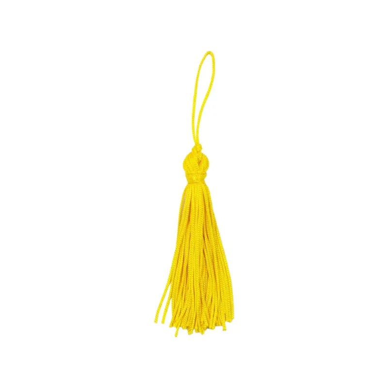 Pingente Pompom Tassel 70Mm Em Poliester Com 100 Peças 331G - Amarelo Canario