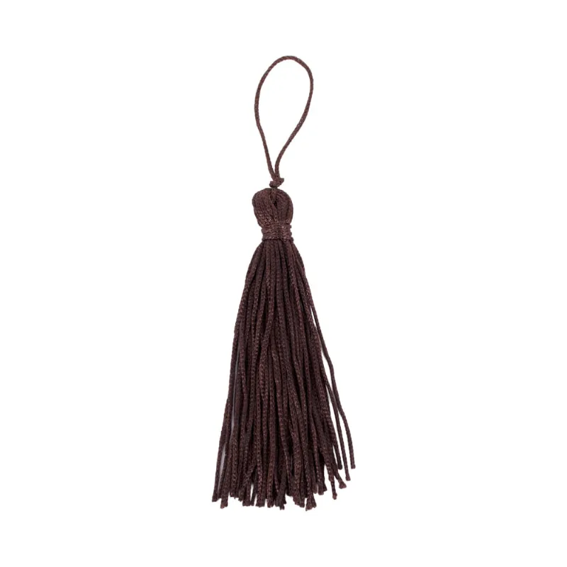 Pingente Pompom Tassel 70Mm Em Poliester Com 100 Peças Po349 - Marrom