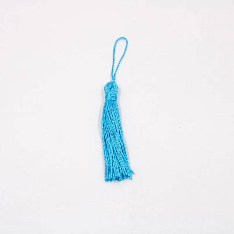 Pingente Pompom Tassel 70Mm Em Poliester Com 100 Peças Po1624 - Azul Turquesa