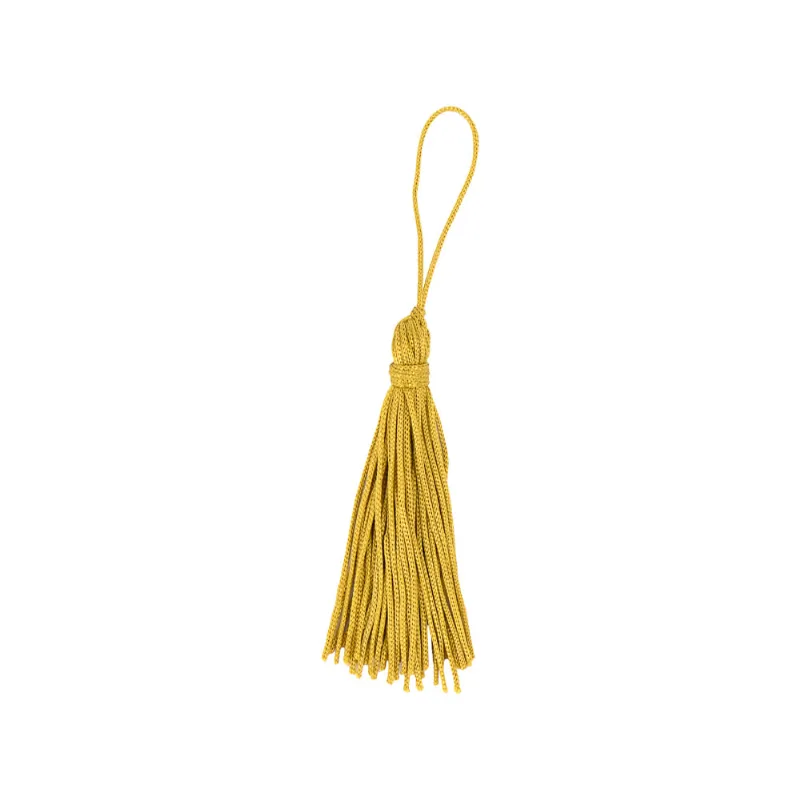 Pingente Pompom Tassel 70Mm Em Poliester Com 100 Peças 653G - Dourado Escuro