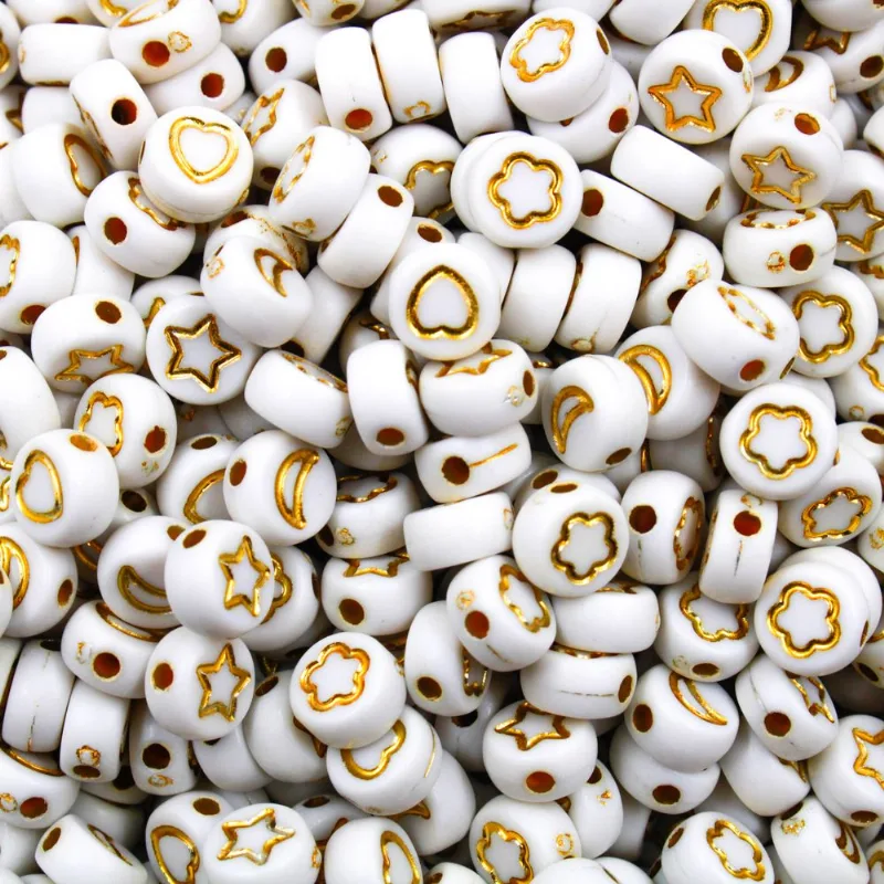 ENTREMEIO REDONDO MISTURADINHO 07MM EM ACRILICO COM 500GR 209F - Branco C/ Dourado 209F