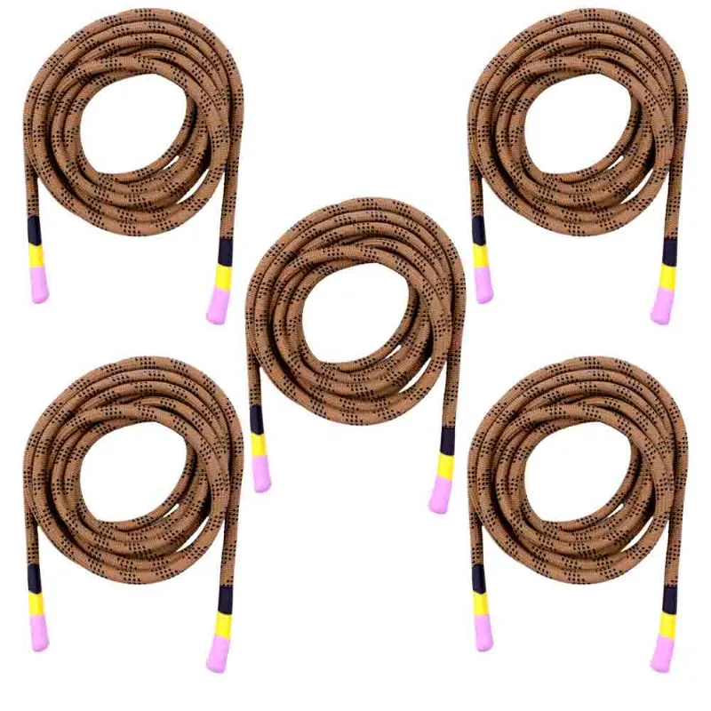 Cadarço Nautico Jacquard Com Ponteira 04Mm Em Poliester 1,60Cm Com 05 Unidades 843G - Marrom/Preto
