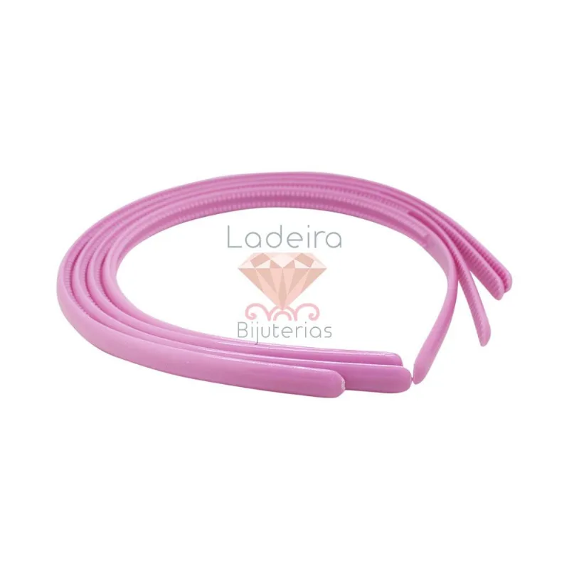 Tiara Arredondada Com Dente 8Mm Em Plastico Com 12 Unidades 097T - Rosa Velho 097