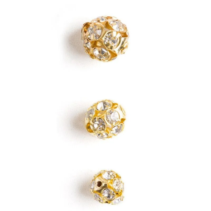 Miçanga Bola Metal Em Strass 8mm