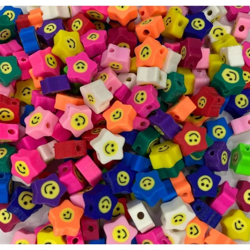 Miçanga Entremeio Fimo Estrela 10mm - 15 Unidades
