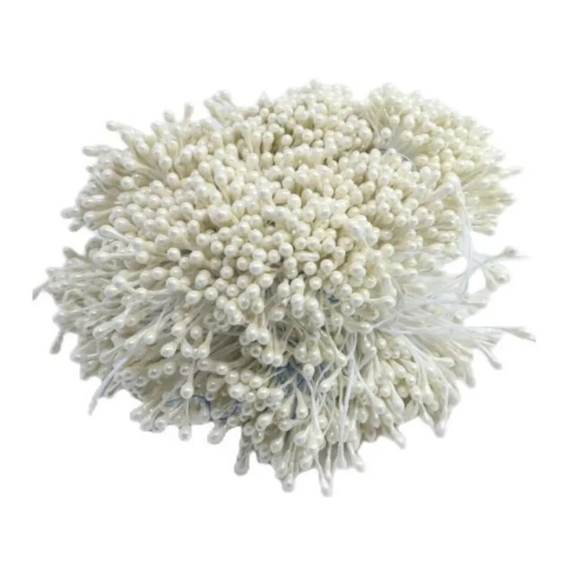 Pistilo Artesanato Flor Branco Perolado 6Cm Com 100 Unidades